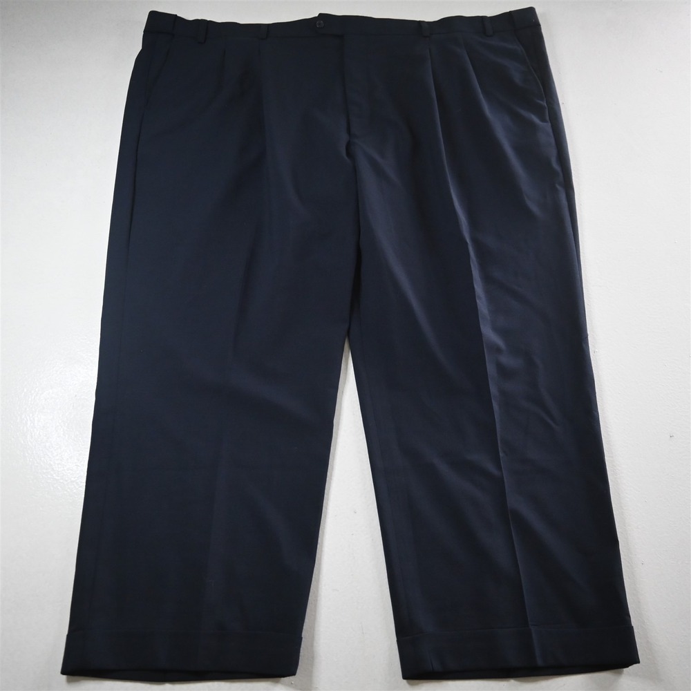 GS‎ 56x30 Blue Sharkskin Pleated Cuffed Expander Waist Dress Mens Pants
